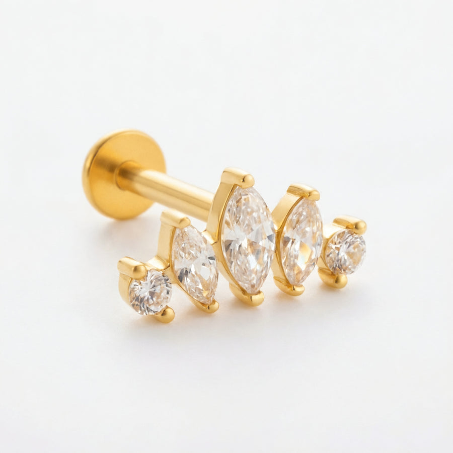 Barretta con cinque zirconi in Acciaio Chirurgico 316L - Piercing per orecchio