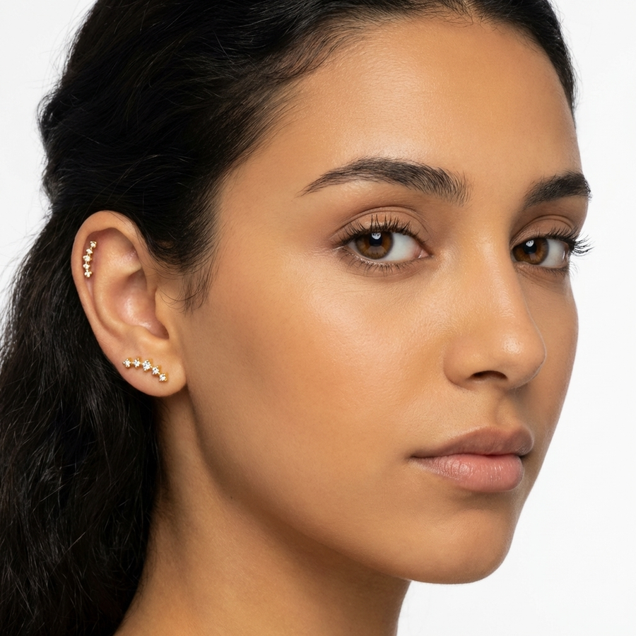 Barretta con cinque zirconi in Acciaio Chirurgico 316L - Piercing per orecchio