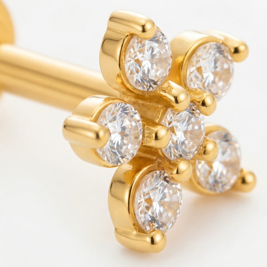 Barretta con fiore in Acciaio Chirurgico 316L - Piercing per orecchio