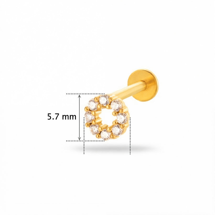 Barretta con cerchio di zirconi in Acciaio Chirurgico 316L - Piercing per orecchio