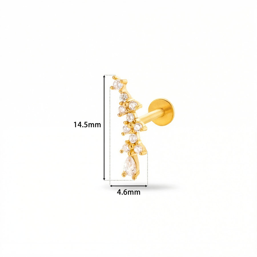 Barretta con zirconi in Acciaio Chirurgico 316L - Piercing per orecchio