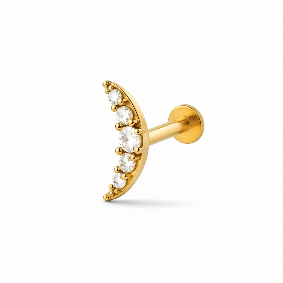 Barretta con arco di zirconi in Acciaio Chirurgico 316L - Piercing per orecchio