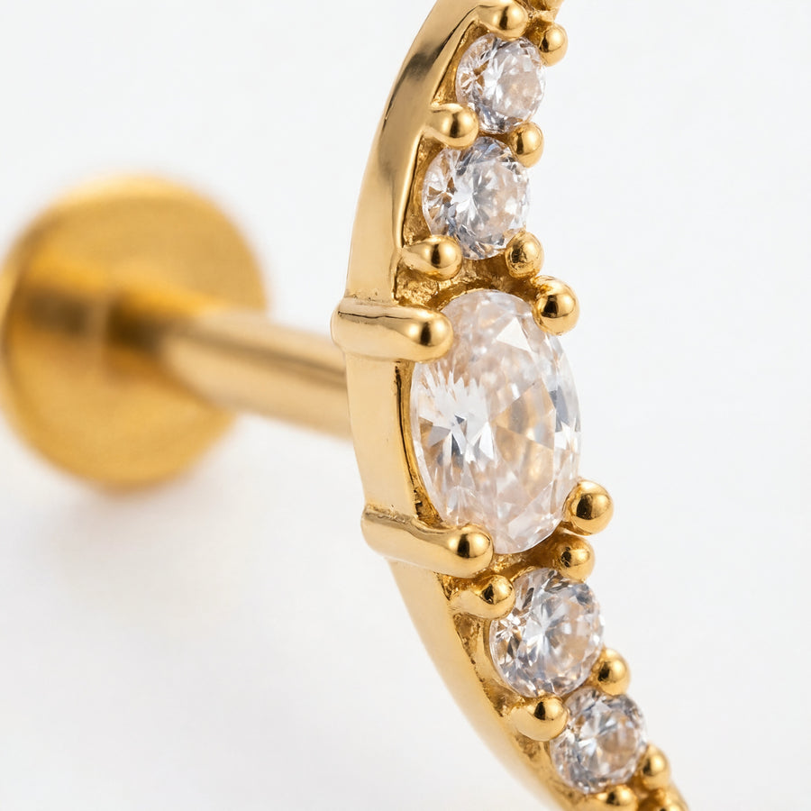 Barretta con arco di zirconi in Acciaio Chirurgico 316L - Piercing per orecchio