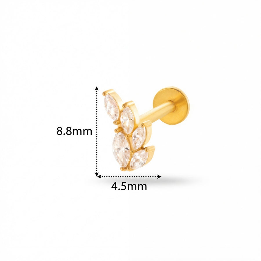 Barretta con sette petali zirconati in Acciaio Chirurgico 316L - Piercing per orecchio