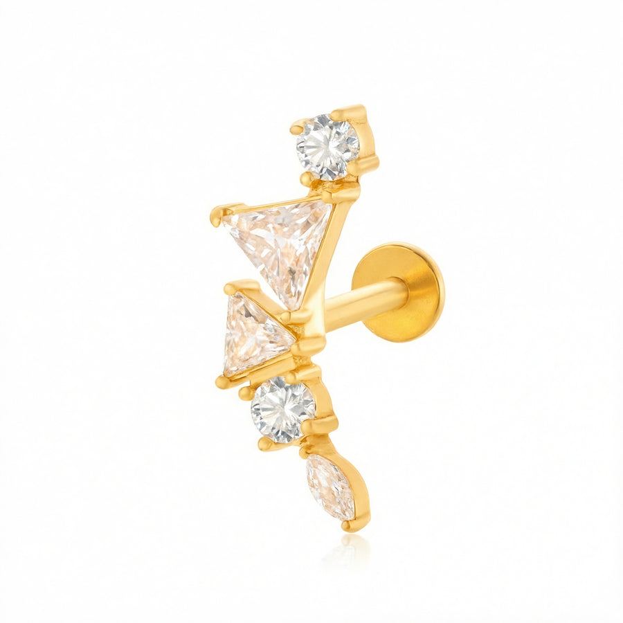 Barretta con cinque zirconi in Acciaio Chirurgico 316L - Piercing per orecchio