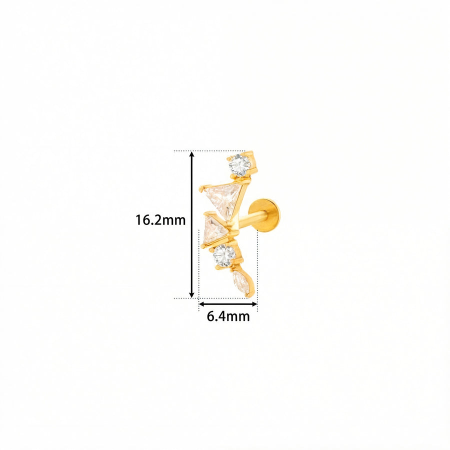 Barretta con cinque zirconi in Acciaio Chirurgico 316L - Piercing per orecchio