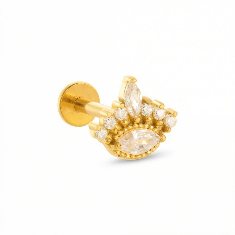 Barretta con zirconi in Acciaio Chirurgico 316L- Piercing per orecchio