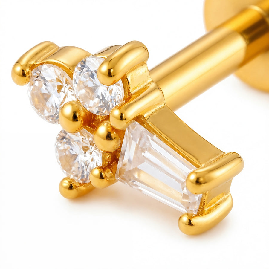 Barretta con zirconi in Acciaio Chirurgico 316L - Piercing per orecchio