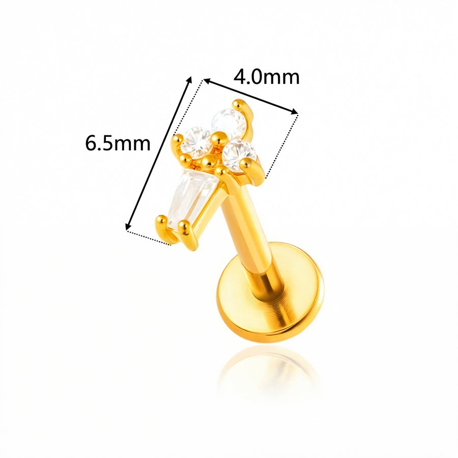 Barretta con zirconi in Acciaio Chirurgico 316L - Piercing per orecchio