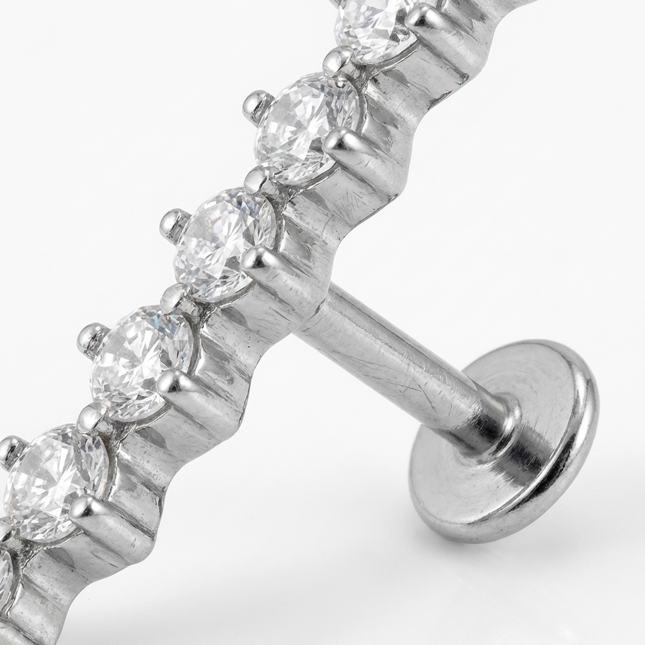 Piercing con coroncina zirconi in Titanio G23- Piercing per Lobo, helix, forward helix, conch, flat, tragus