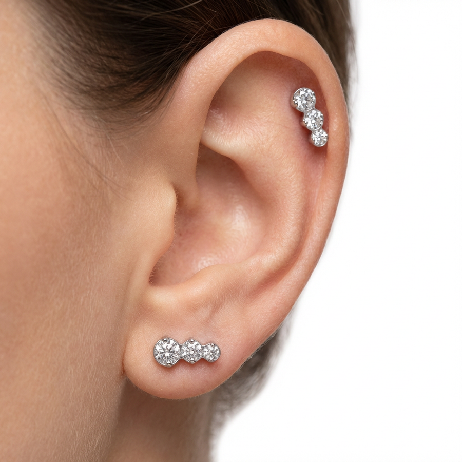 Piercing con zirconi in Titanio G23- Piercing per Lobo, helix, forward helix, conch, flat, tragus