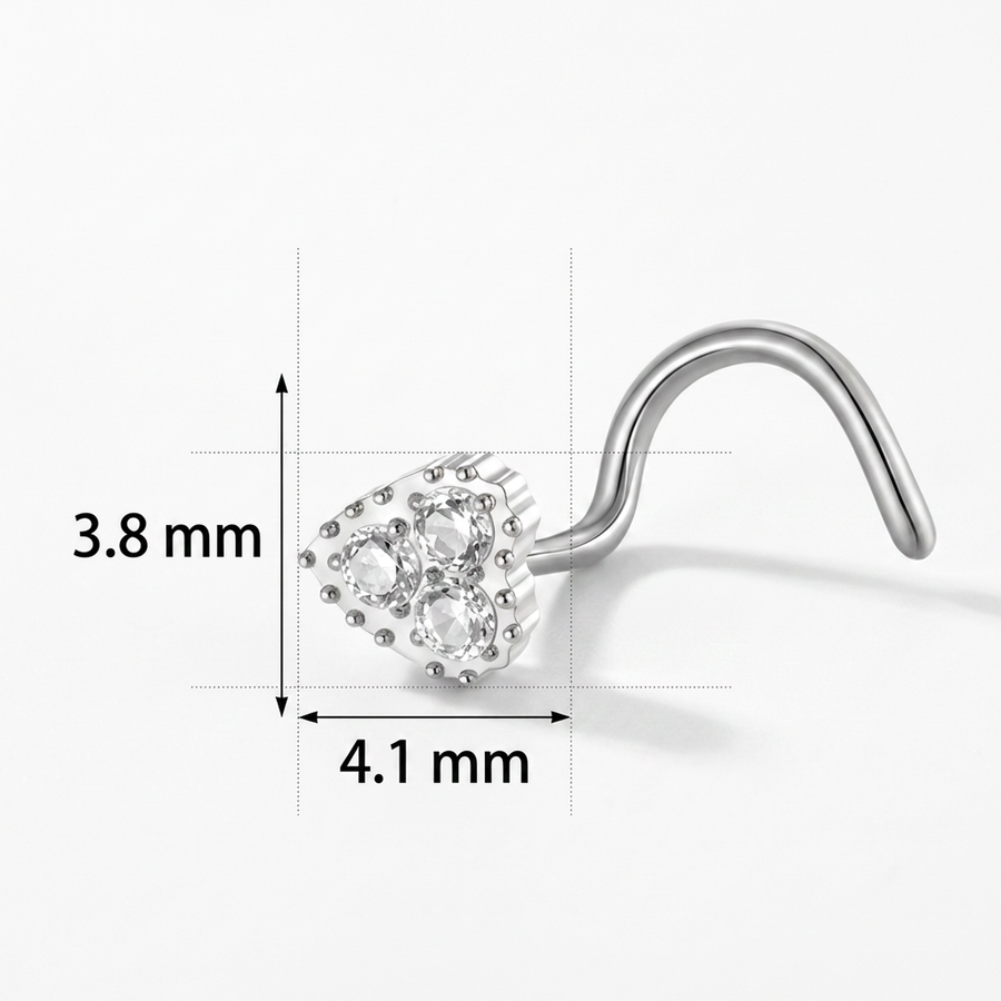 Piercing con cuore e zirconi in Titanio - Piercing per naso