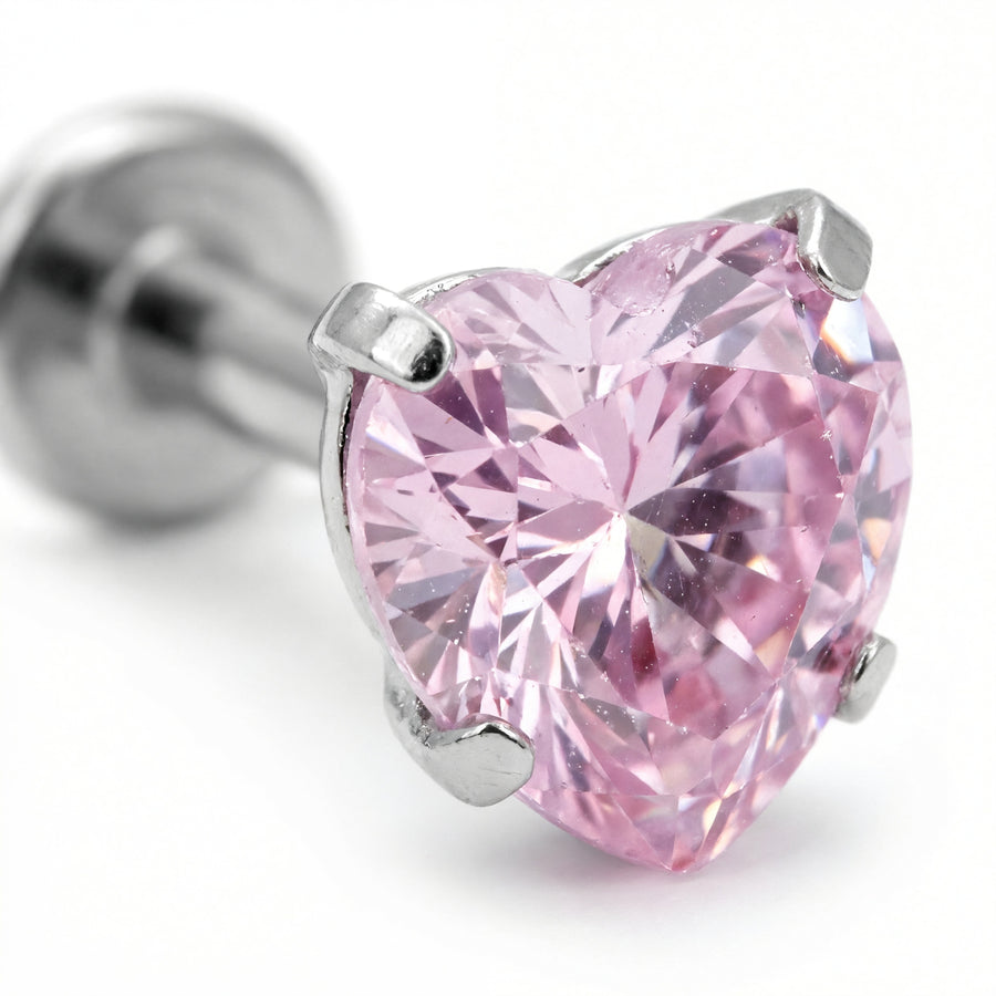 Piercing con cuore di zircone in Titanio G23- Piercing per Lobo, helix, conch, flat