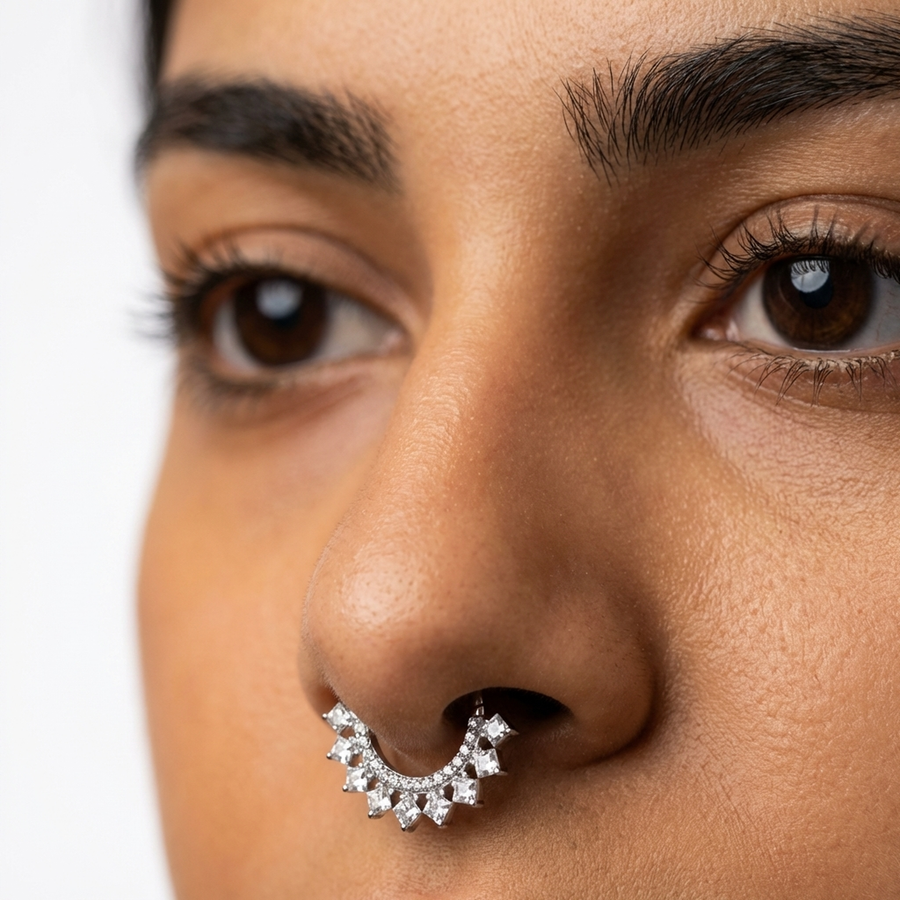 Piercing con zirconi in Titanio G23- Piercing per Lobo, helix, daith, septum