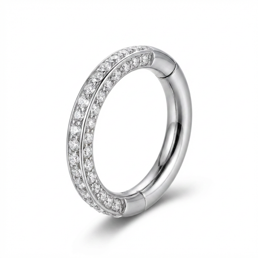 Cerchietto con zirconi in Titanio - Piercing per orecchio / naso / labbra
