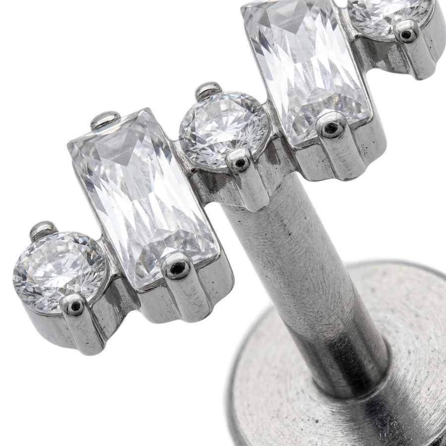 Piercing con zirconi in Titanio G23- Piercing per Lobo, helix, forward helix, conch, flat, tragus