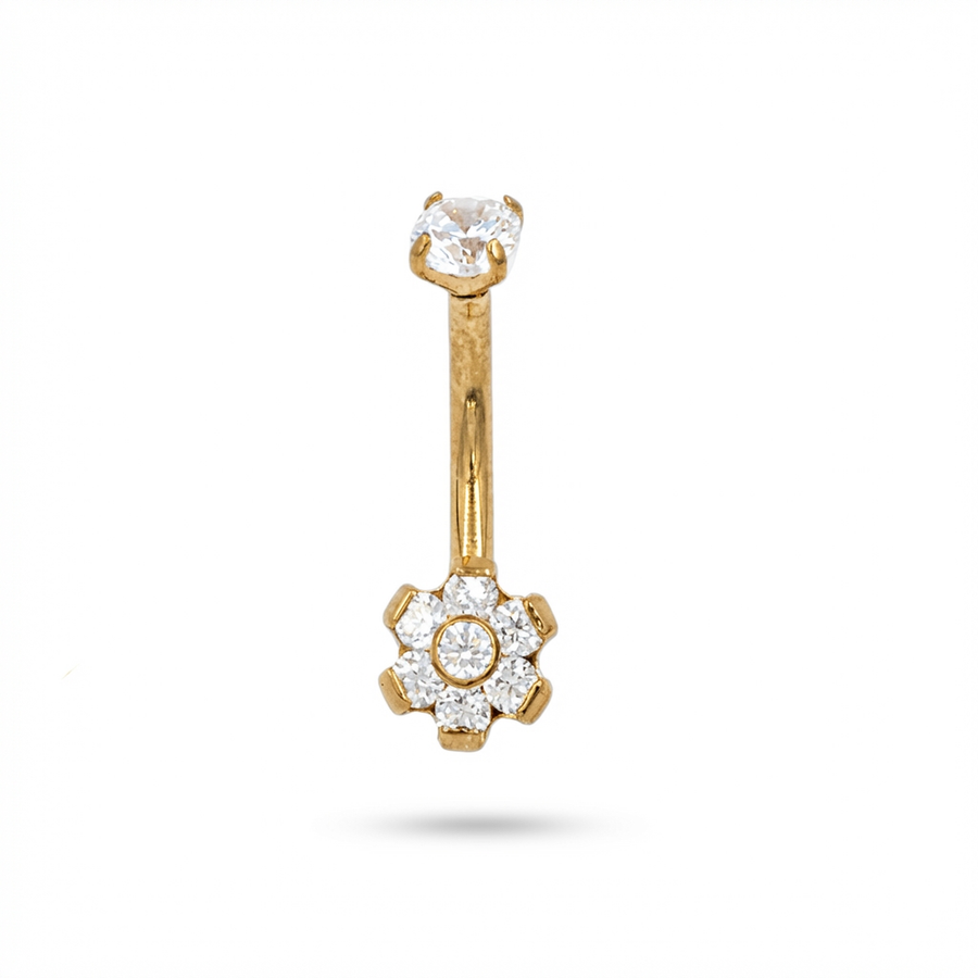 Piercing con fiore di zirconi in Titanio G23 - Piercing per Rook e Snug