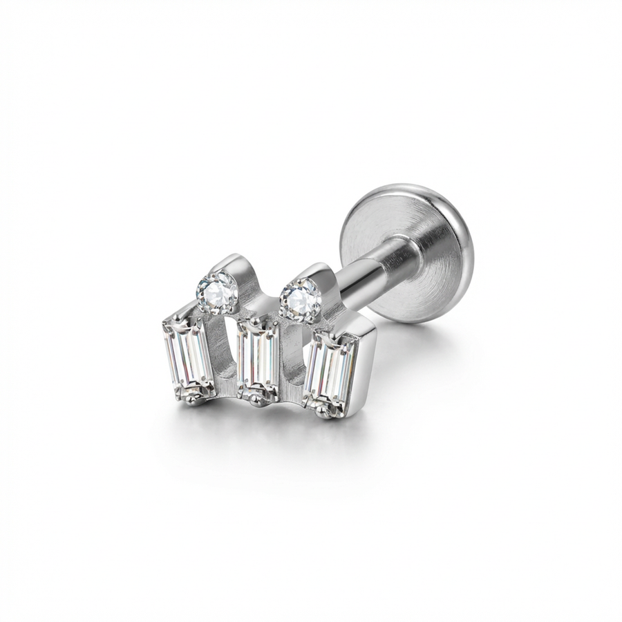 Piercing con zirconi in Titanio G23- Piercing per Lobo, helix, forward helix, conch, flat, tragus