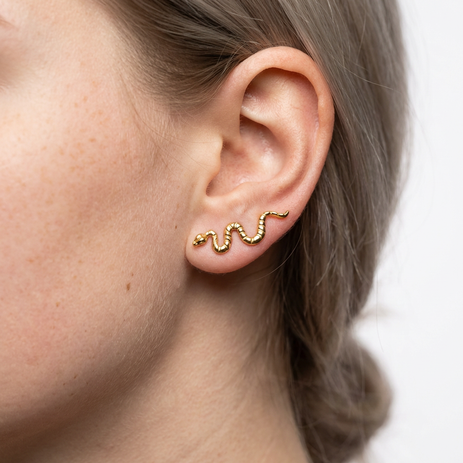 Piercing con serpente in Titanio G23- Piercing per Lobo, helix, forward helix, conch, flat, tragus