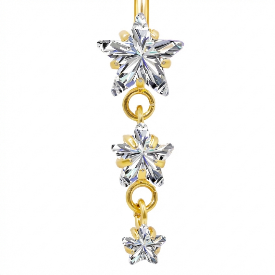 Piercing con stelle di zirconi in Titanio G23- Piercing per ombelico