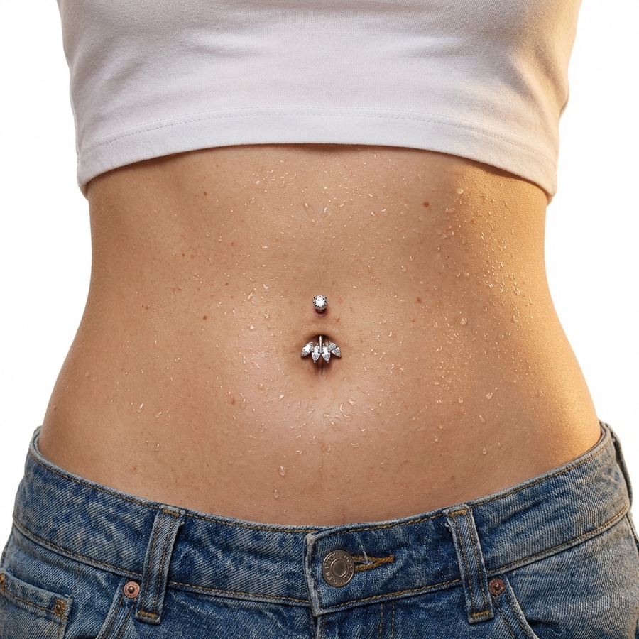 Piercing con zirconi in Titanio G23 - Piercing per ombelico