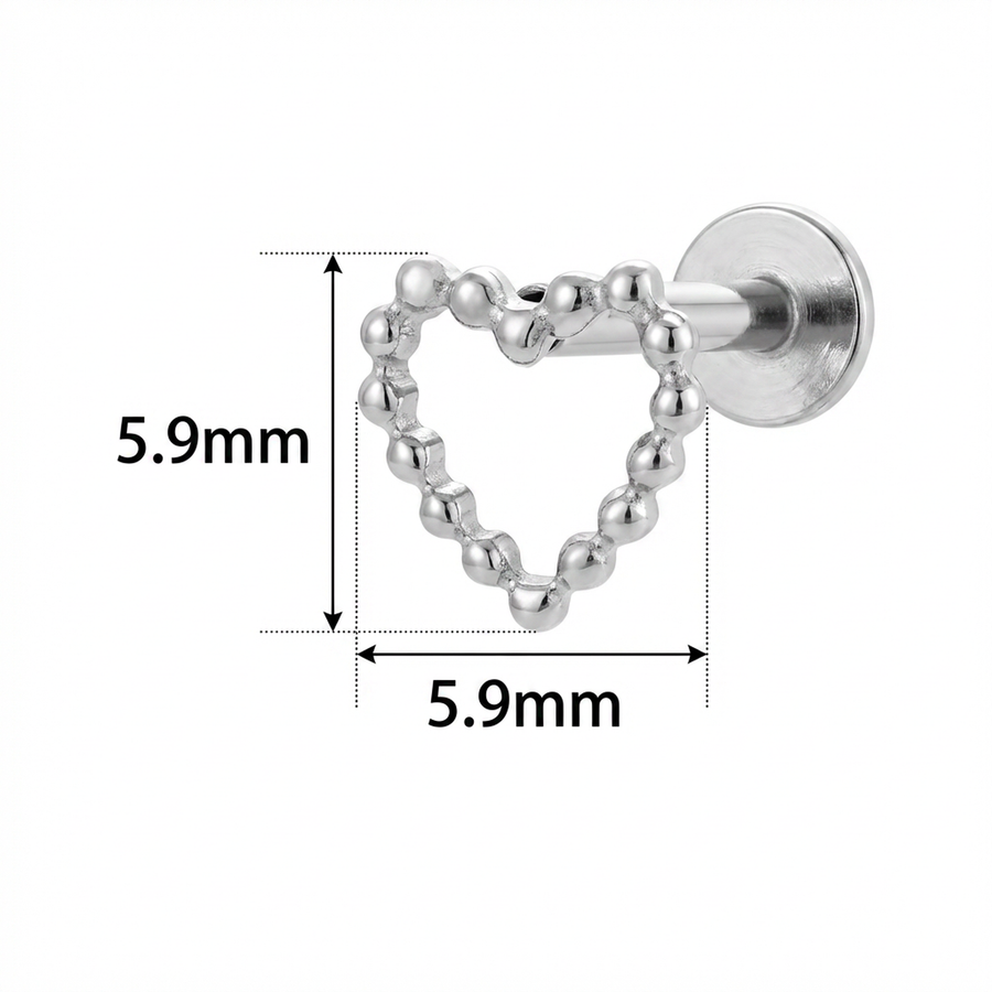 Barretta con cuore in Titanio - Piercing per orecchio
