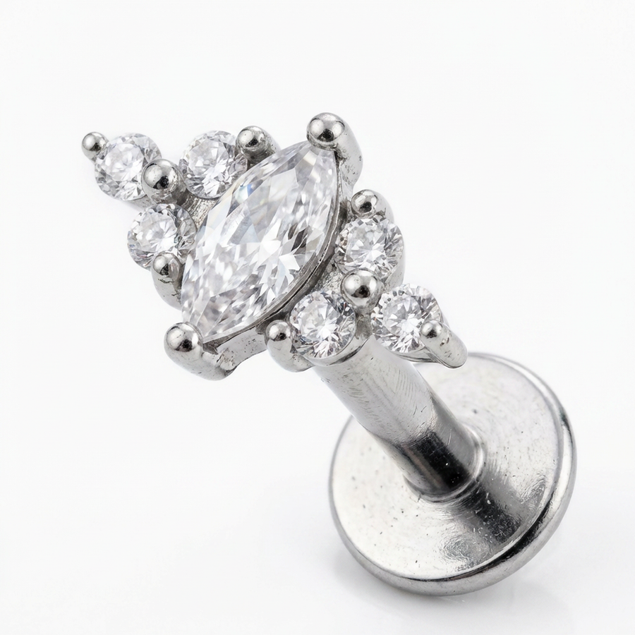 Barretta con zirconi in Acciaio Chirurgico 316L - Piercing per orecchio
