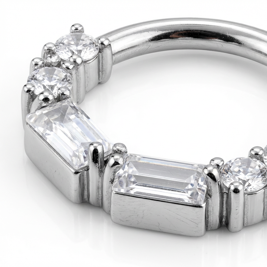 Cerchietto con zirconi in Acciaio Chirurgico 316L - Piercing per orecchio / naso