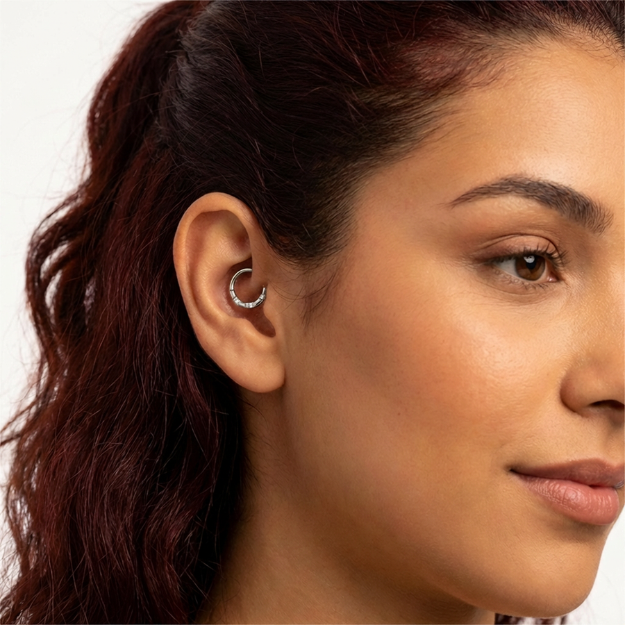 Cerchietto con zirconi in Acciaio Chirurgico 316L - Piercing per orecchio / naso