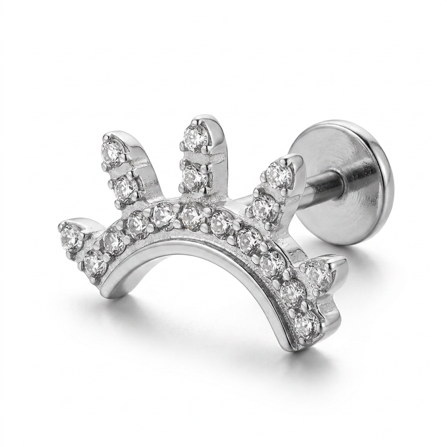 Barretta con corona di zirconi in Titanio - Piercing per orecchio
