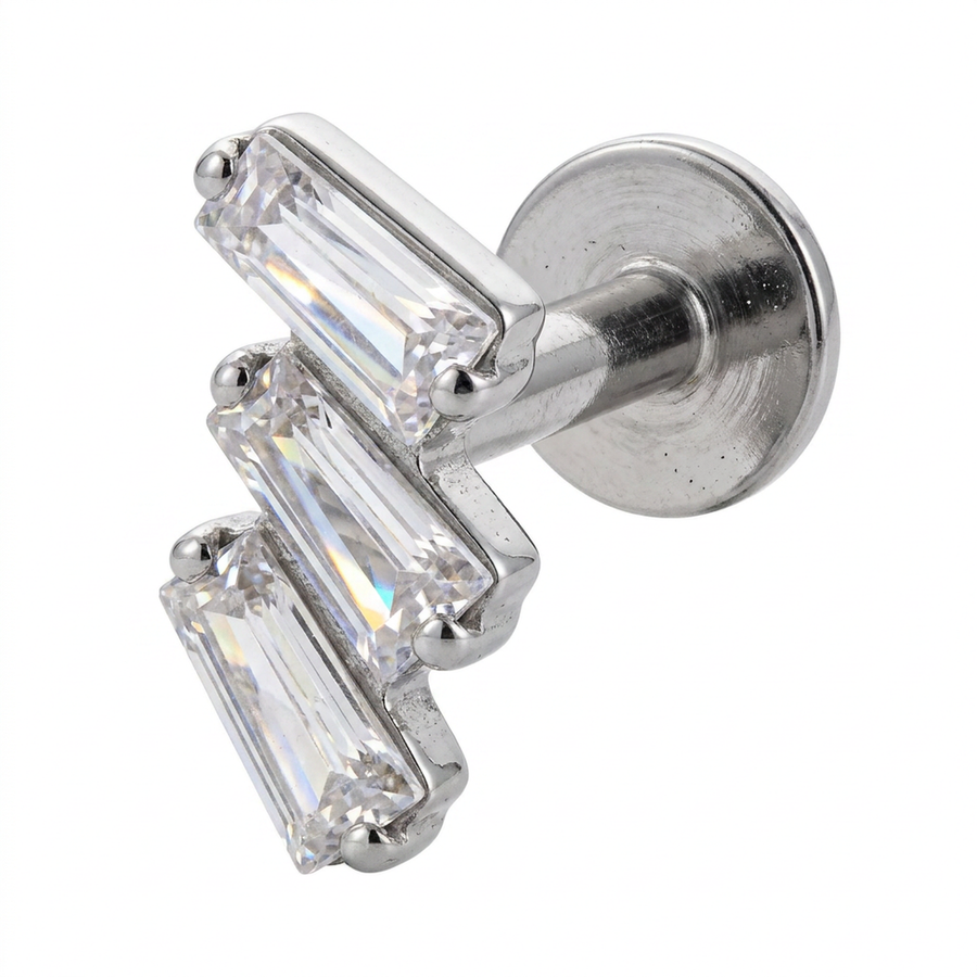 Barretta con zirconi in Titanio- Piercing per orecchio