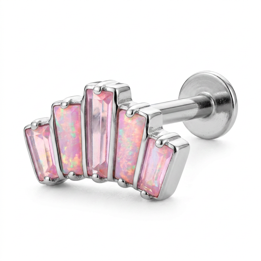 Barretta con zirconi aurora boreale in Titanio - Piercing per orecchio