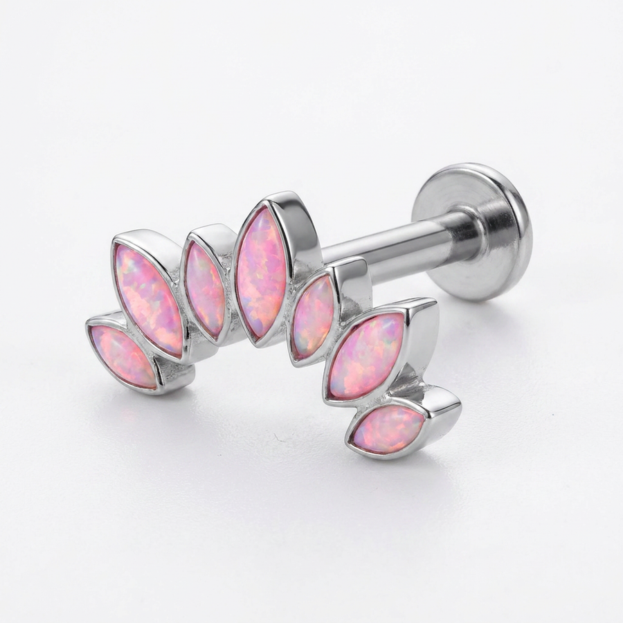 Barretta con corona di zirconi aurora boreale in Titanio - Piercing per orecchio