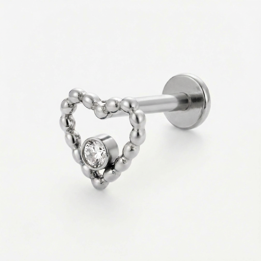 Barretta con cuore in Titanio - Piercing per orecchio