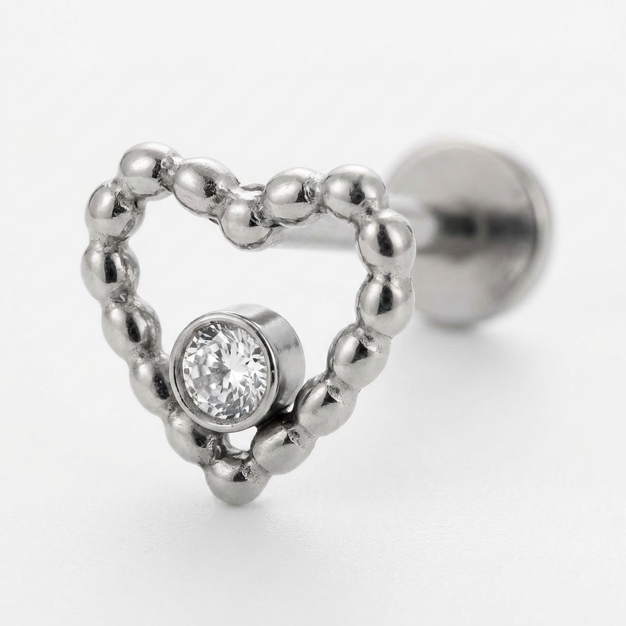 Barretta con cuore in Titanio - Piercing per orecchio