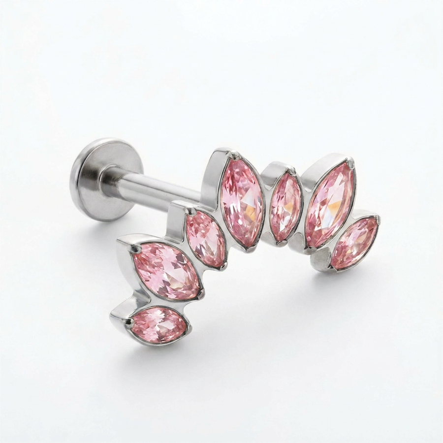 Barretta con corona di zirconi in Titanio - Piercing per orecchio