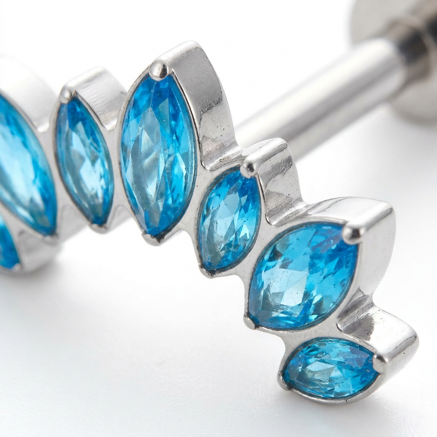 Barretta con corona di zirconi in Titanio - Piercing per orecchio