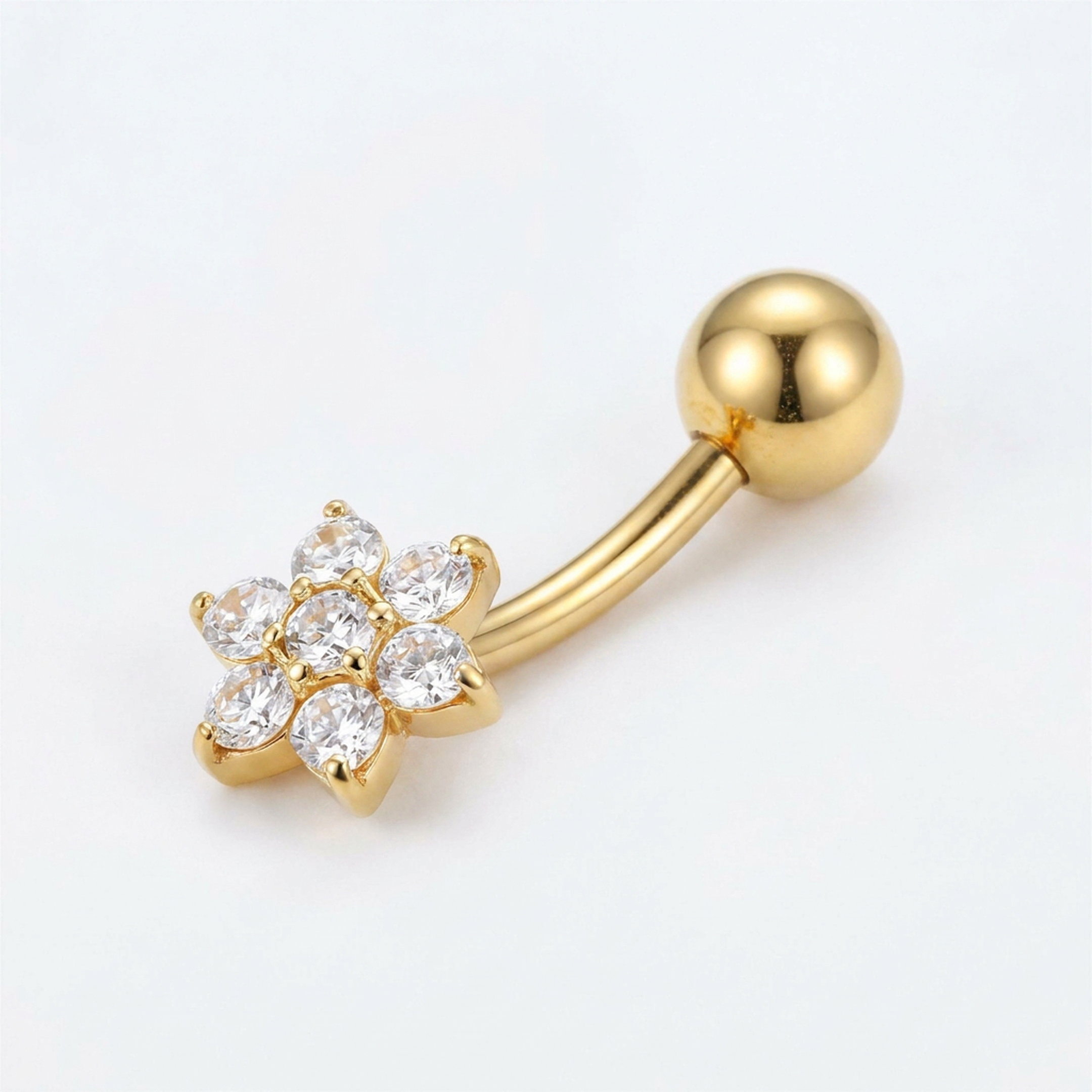 Banana con fiore zirconato in Titanio - Piercing per ombelico