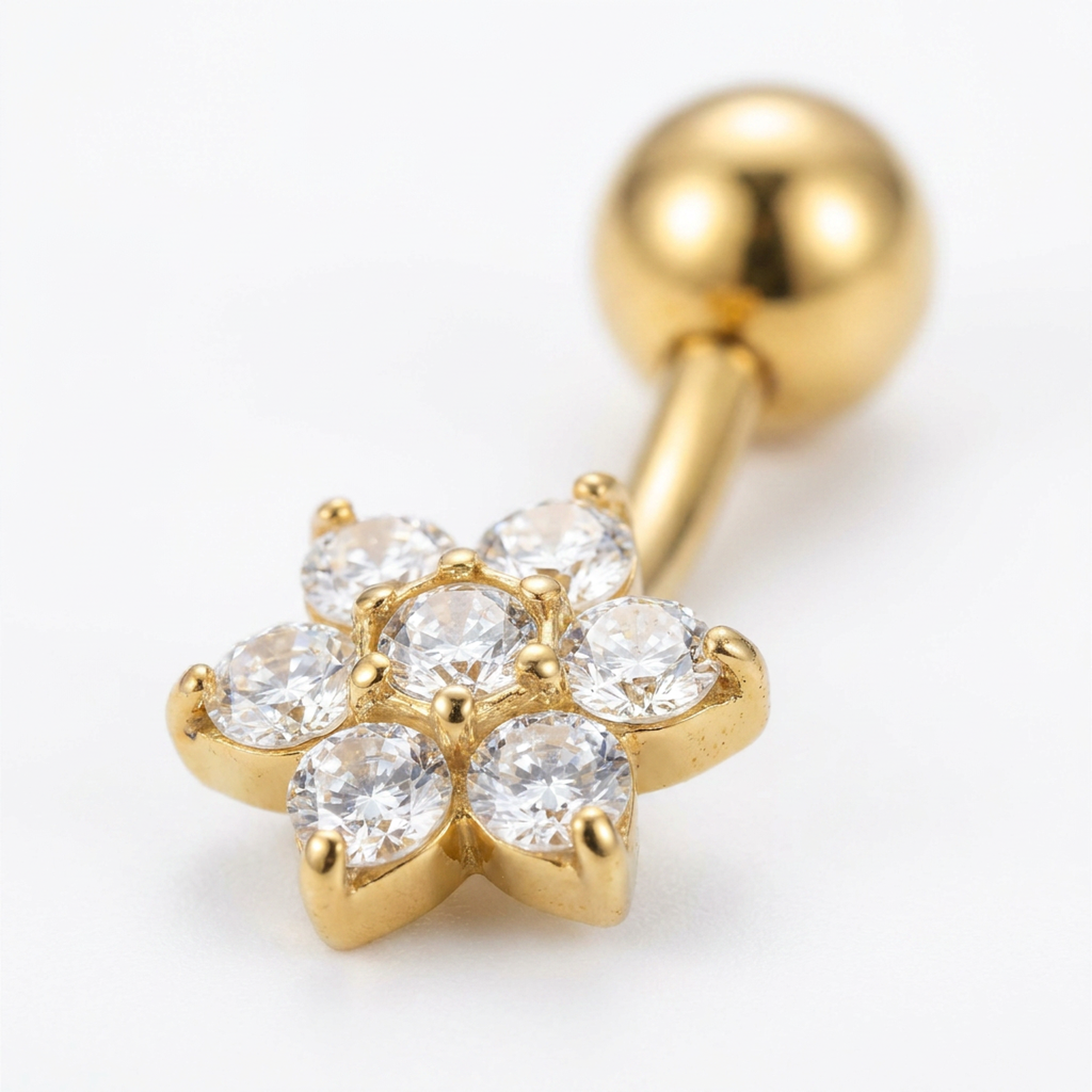 Banana con fiore zirconato in Titanio - Piercing per ombelico