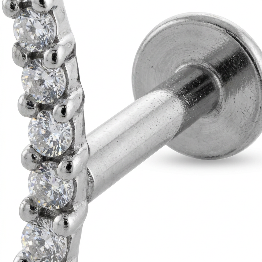 Barretta con sette zirconi in Acciaio Chirurgico 316L - Piercing per orecchio