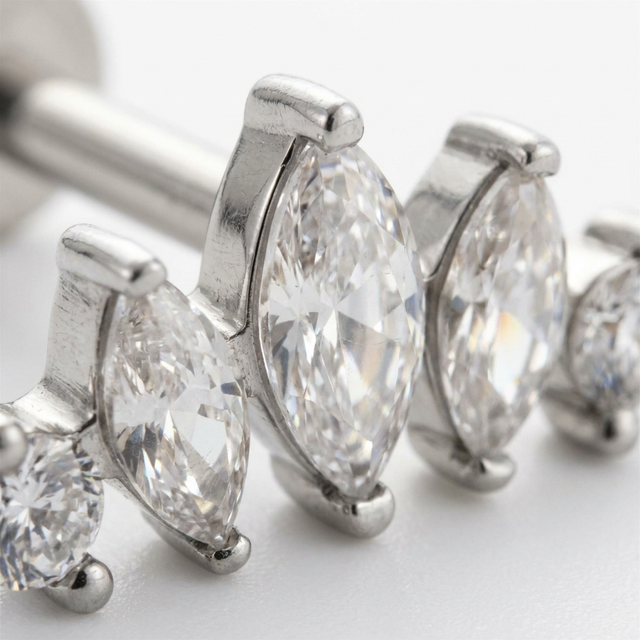 Barretta con cinque zirconi in Acciaio Chirurgico 316L - Piercing per orecchio