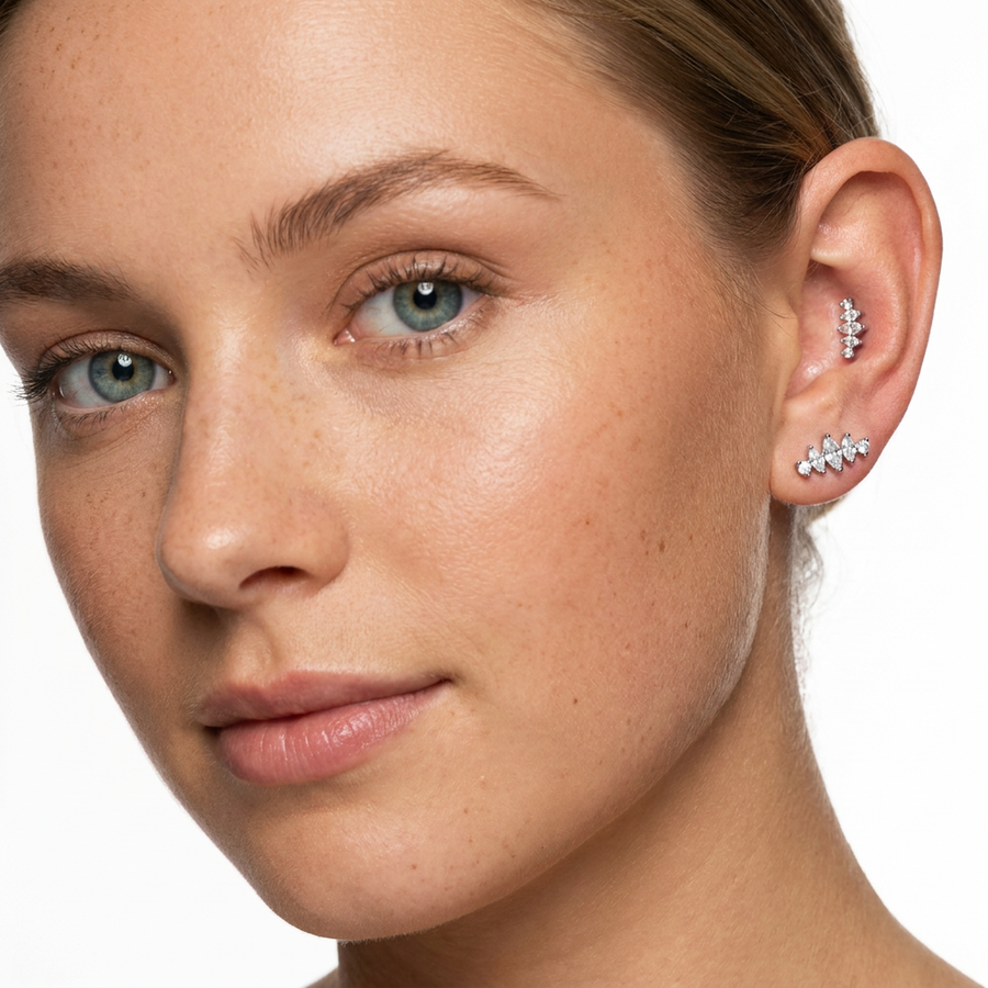 Barretta con cinque zirconi in Acciaio Chirurgico 316L - Piercing per orecchio