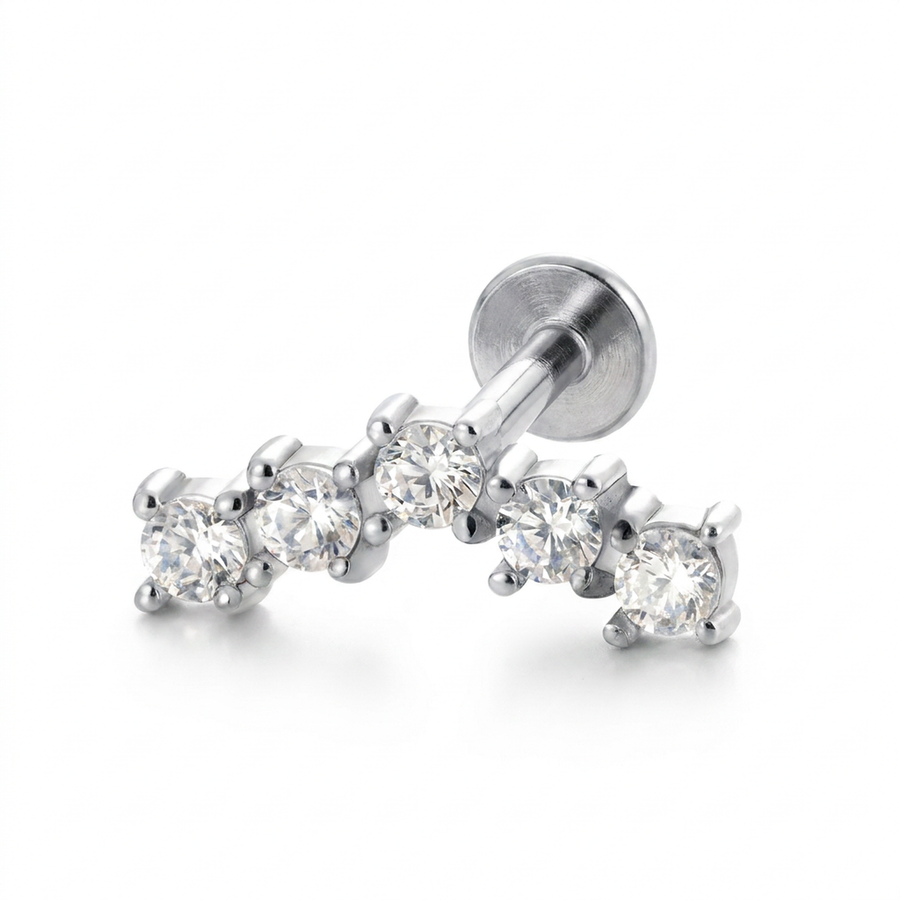 Barretta con arco zirconato in Acciaio Chirurgico 316L - Piercing per orecchio