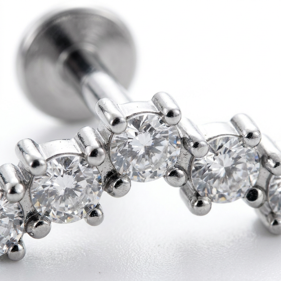 Barretta con arco zirconato in Acciaio Chirurgico 316L - Piercing per orecchio