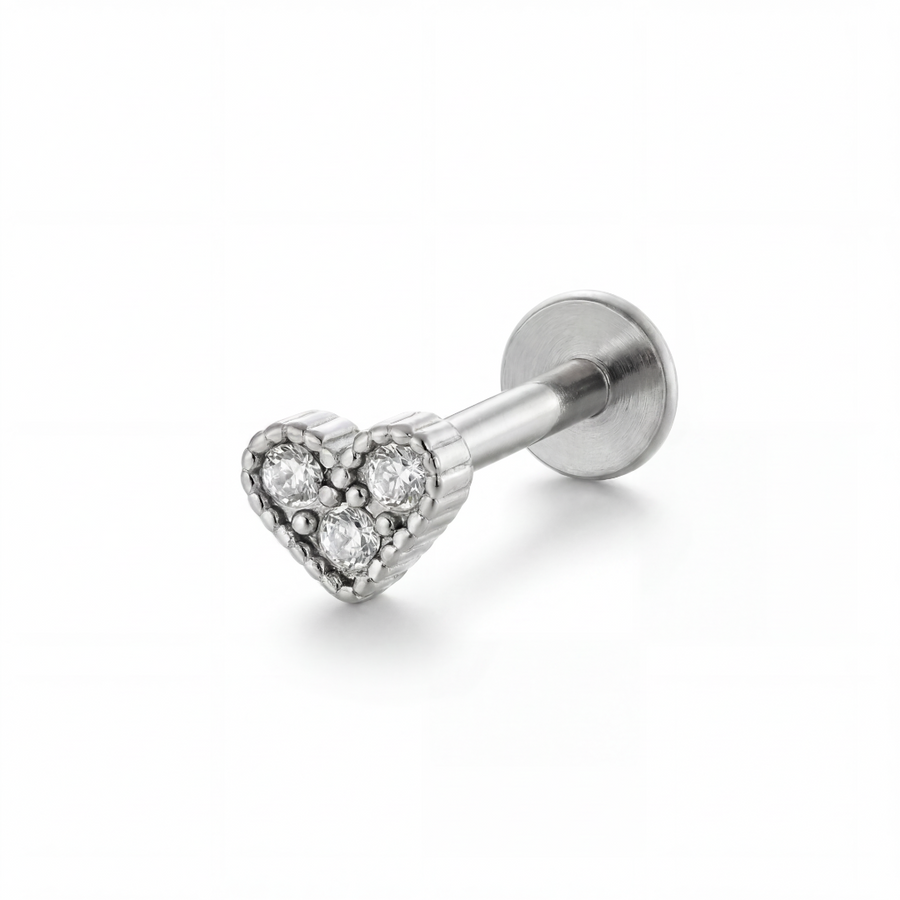 Barretta con cuore in Acciaio Chirurgico 316L - Piercing per orecchio