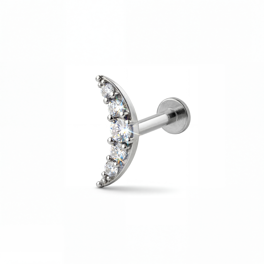 Barretta con arco di zirconi in Acciaio Chirurgico 316L - Piercing per orecchio