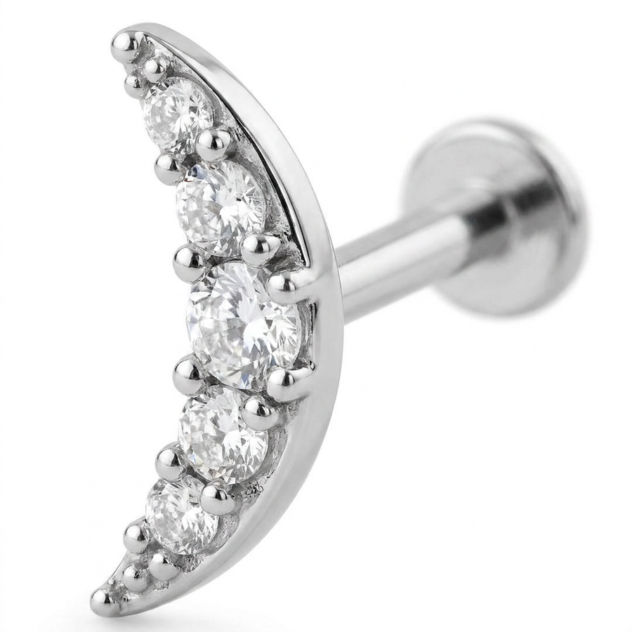Barretta con arco di zirconi in Acciaio Chirurgico 316L - Piercing per orecchio