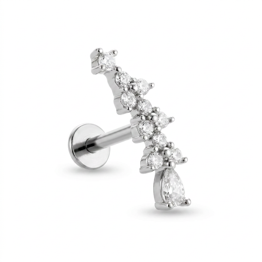 Barretta con zirconi in Acciaio Chirurgico 316L - Piercing per orecchio