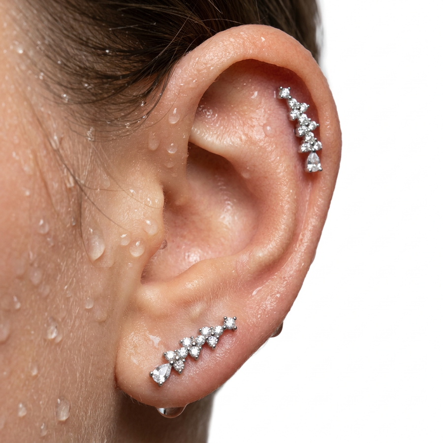 Barretta con zirconi in Acciaio Chirurgico 316L - Piercing per orecchio