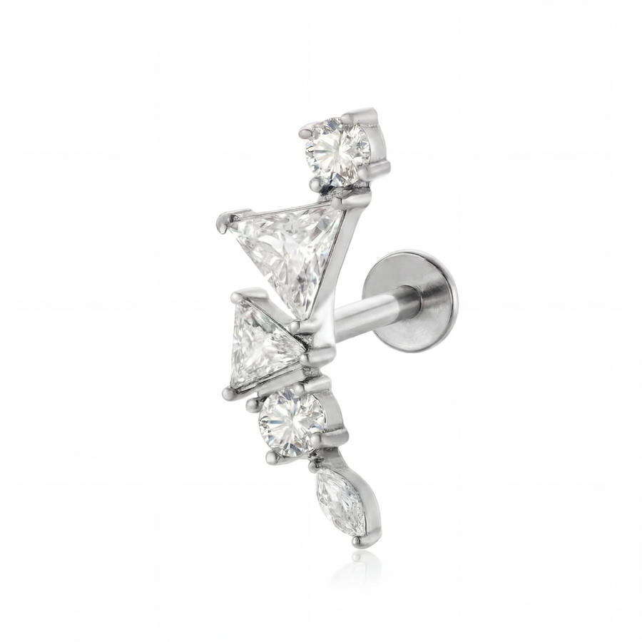Barretta con cinque zirconi in Acciaio Chirurgico 316L - Piercing per orecchio